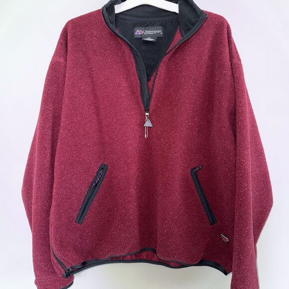 Vintage Outersport 1/4 Zip Fleece Pullover Men’s Size L Jacket Sweater Dark Red - Picture 4 of 6